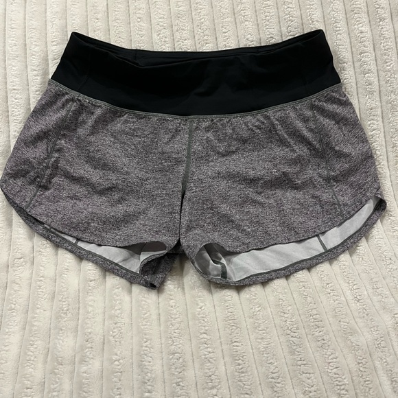 Lululemon athletica Heathered Gray and Black Athletic Shorts Women’s Size 6 Tall